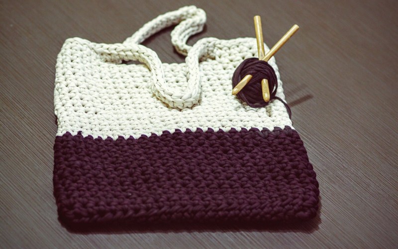 A crochet bag made by a trainee
